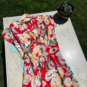 Vintage Red Floral Maxi Dress